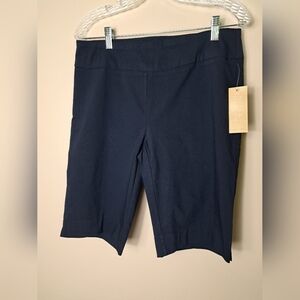 NWT HOPE & HARLOW Size 10 Navy Blue Bermuda Pull On Shorts